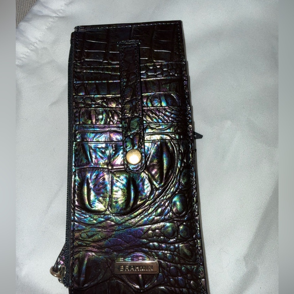 BRAHMIN Ombre Melbourne Credit Card Wallet Black Pearl One Size